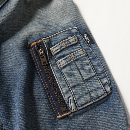 20AW ヴィンテージ加工 デニムスウェット MA-1 ジャケット(SWEATLIKE-STRETCH DENIM TYPE-MA-1 FLIGHT JACKET)