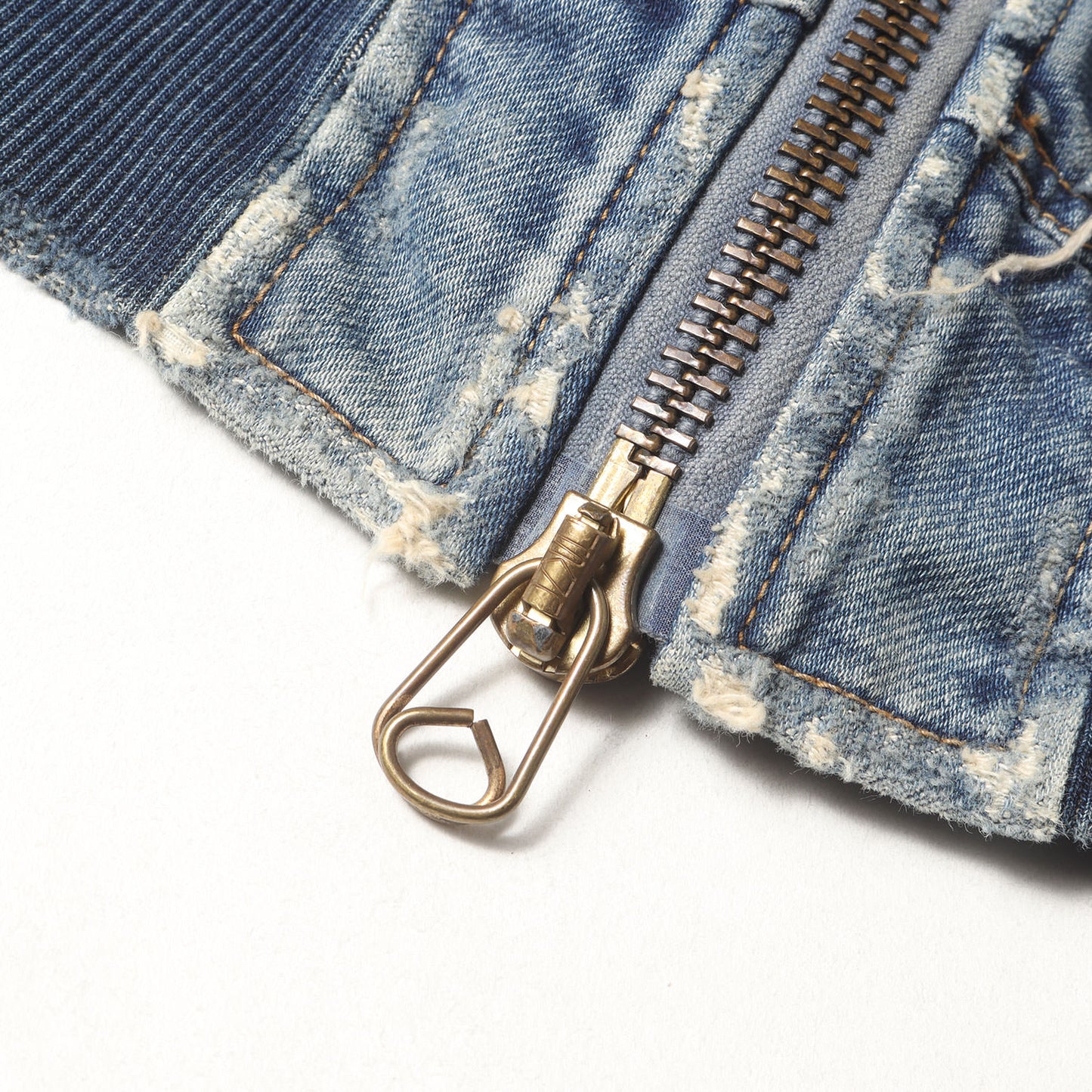 20AW ヴィンテージ加工 デニムスウェット MA-1 ジャケット(SWEATLIKE-STRETCH DENIM TYPE-MA-1 FLIGHT JACKET)