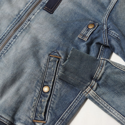 20AW ヴィンテージ加工 デニムスウェット MA-1 ジャケット(SWEATLIKE-STRETCH DENIM TYPE-MA-1 FLIGHT JACKET)