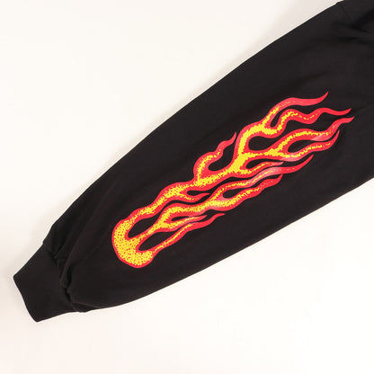 スカル&フレイム グラフィック ロングスリーブ Tシャツ