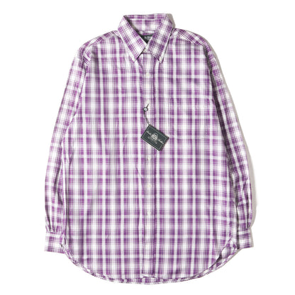 マチ付き チェック コットン BD シャツ USA製