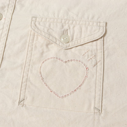 24AW ハート ガチャポケット シャンブレー ワークシャツ(CHAMBRAY WORK SHIRT)