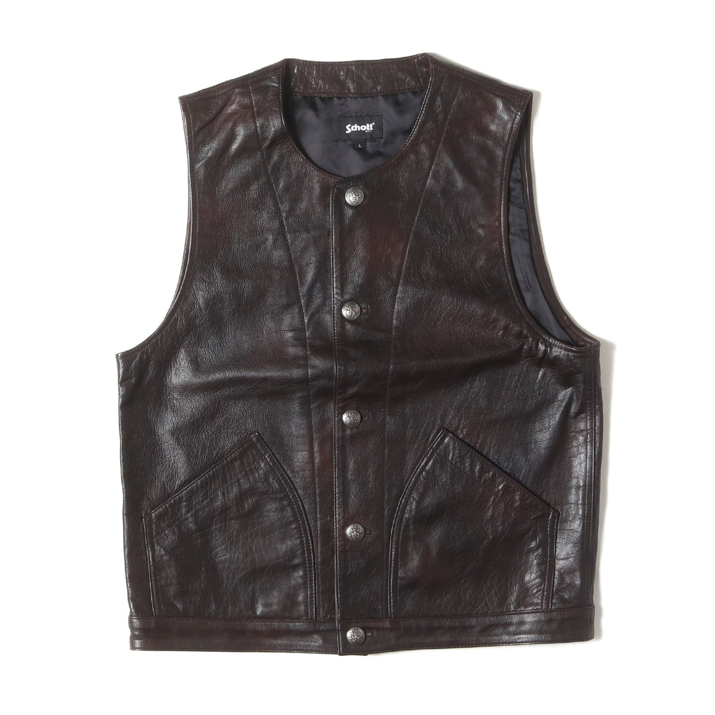 [ボタンカスタム品] ウォーターバッファロー レザー ベスト (BUFFALOW LEATHER VEST)