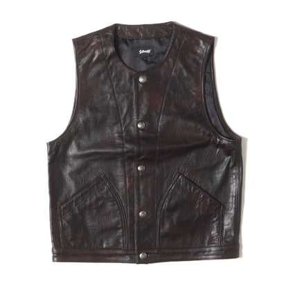 [ボタンカスタム品] ウォーターバッファロー レザー ベスト (BUFFALOW LEATHER VEST)