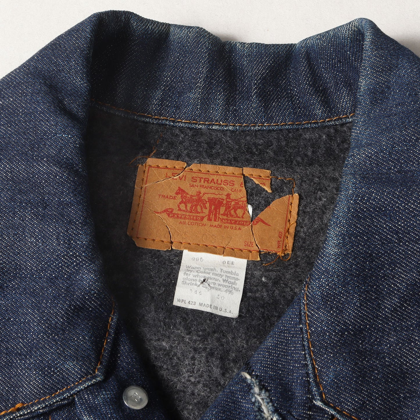 [濃紺 ビッグサイズ] 70s 70505-0317 4th ブランケット付き デニムジャケット / ボタン裏刻印52 ケアタグ付き
