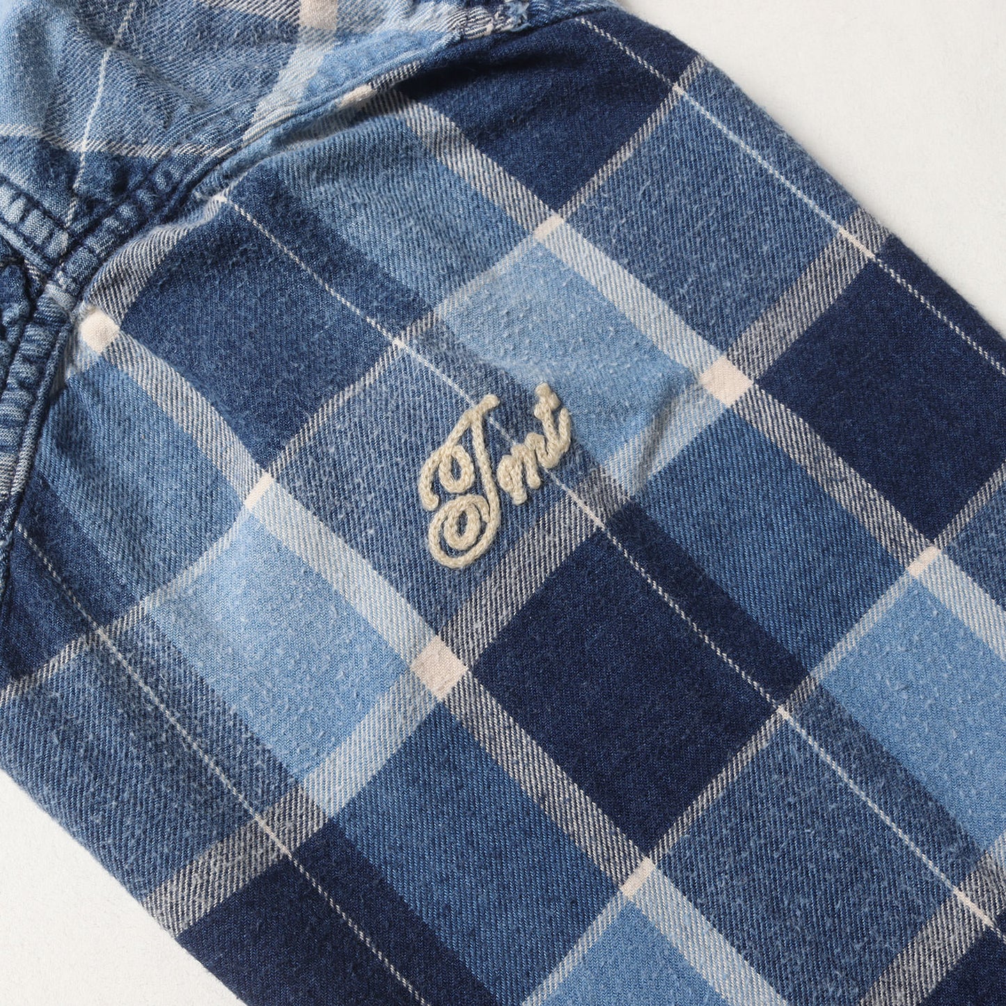 ヴィンテージ加工 インディゴチェック ウエスタン ネルシャツ