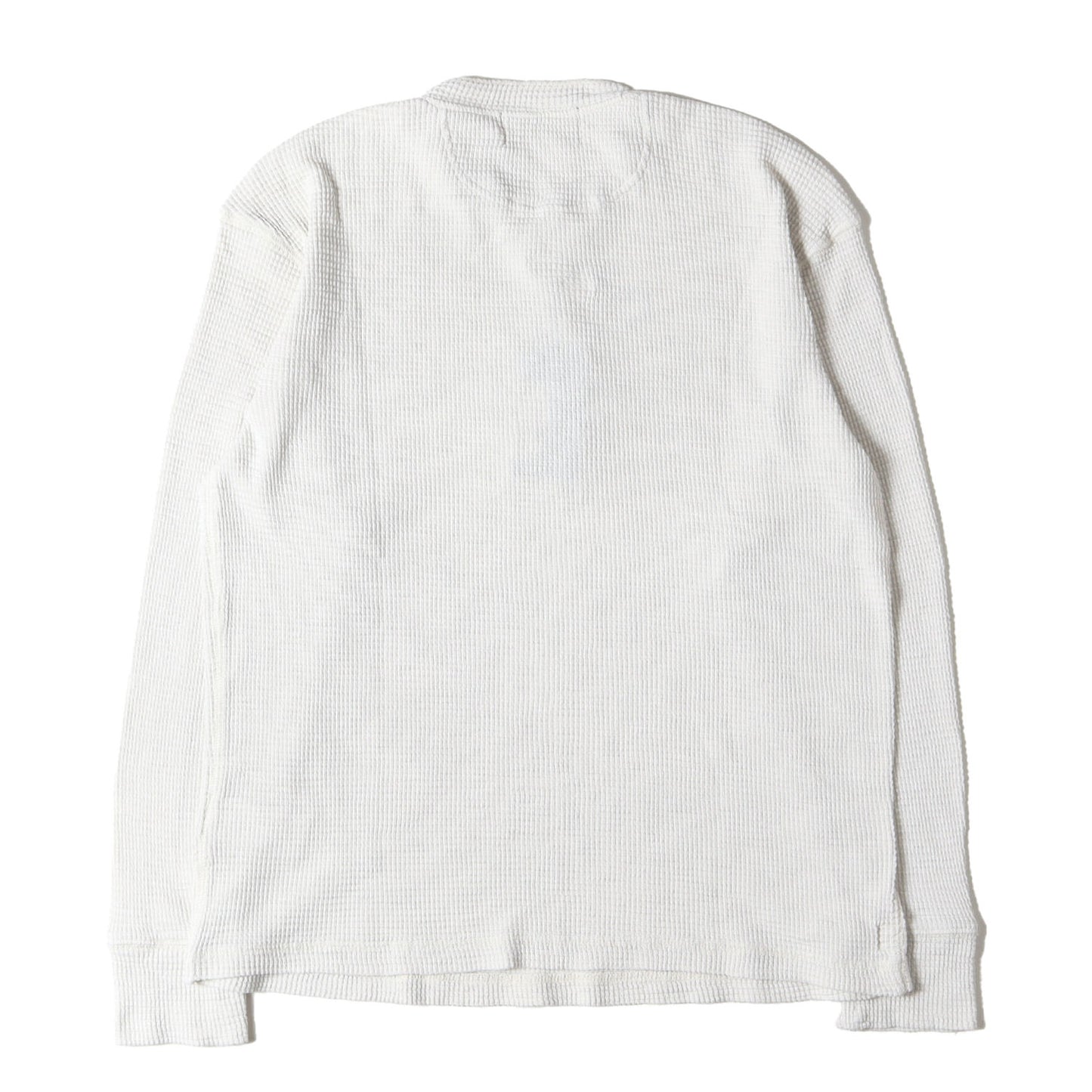 [著名人着用 近年モデル] ウォッシュ加工 ヘンリーネック ワッフル サーマル ロングスリーブ Tシャツ