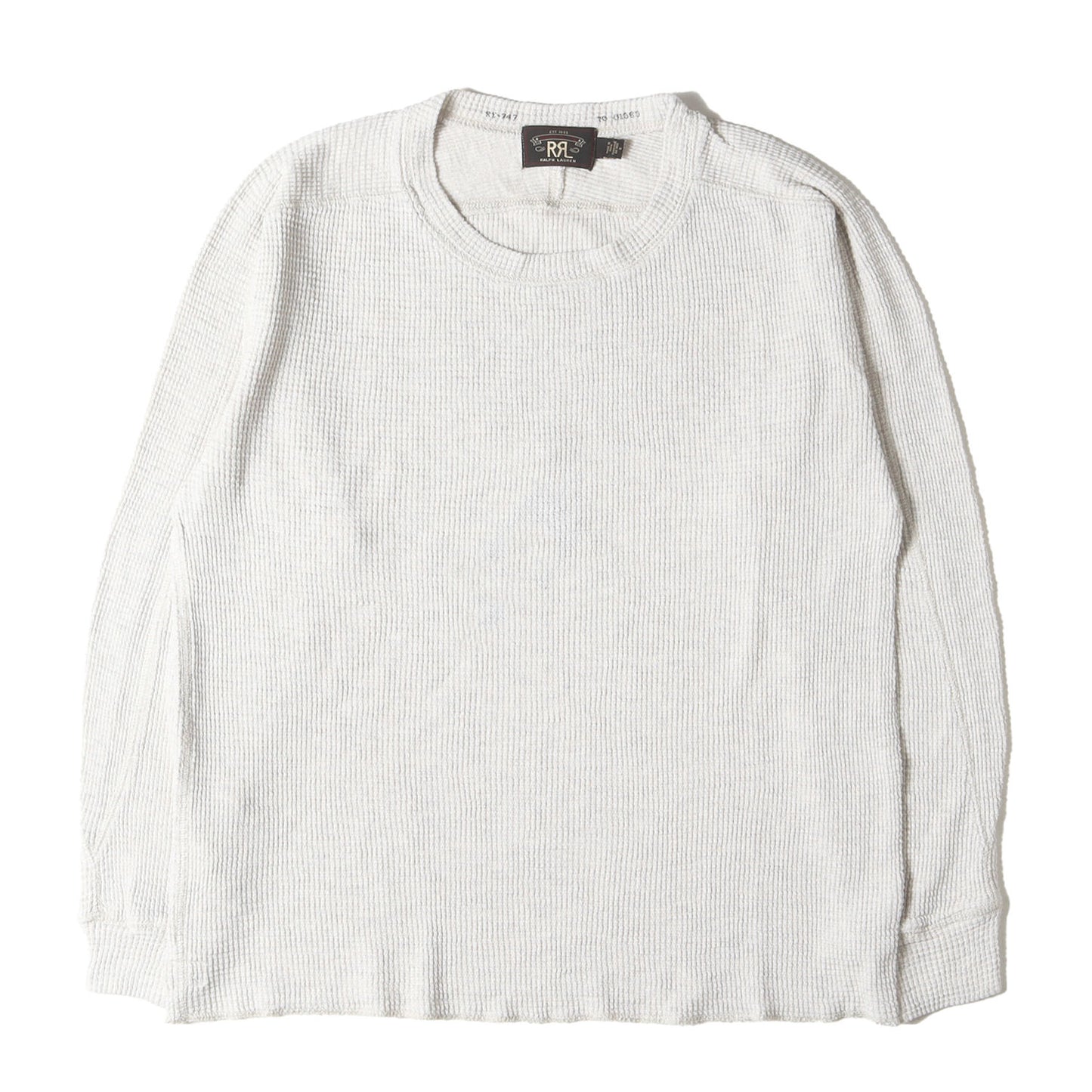 ウォッシュ加工 クルーネック ワッフル サーマル ロングスリーブ Tシャツ