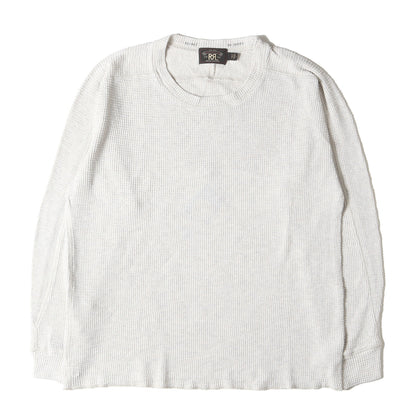 ウォッシュ加工 クルーネック ワッフル サーマル ロングスリーブ Tシャツ