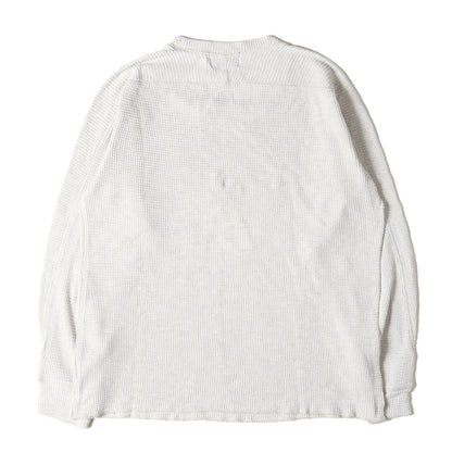 ウォッシュ加工 クルーネック ワッフル サーマル ロングスリーブ Tシャツ