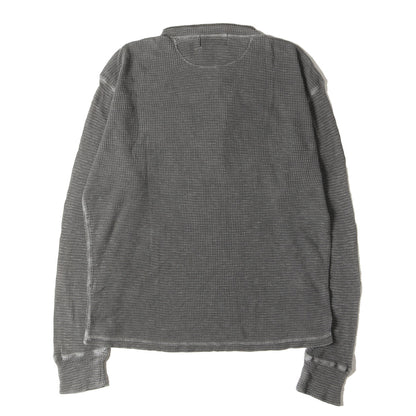 [著名人着用 近年モデル] ウォッシュ加工 ヘンリーネック ワッフル サーマル ロングスリーブ Tシャツ