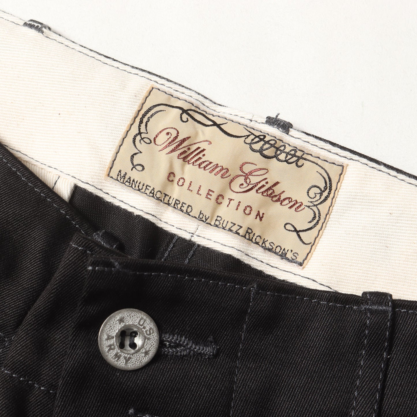 WILLIAM GIBSON 1942年モデル ミリタリー チノパンツ (BLACK CHINO 1942 MODEL)