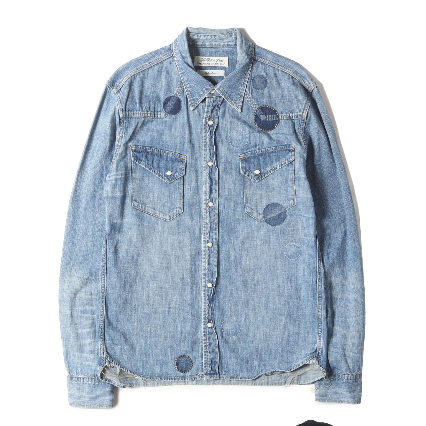 スタッズ パッチワーク デニム ウエスタシャツ