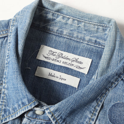 スタッズ パッチワーク デニム ウエスタシャツ