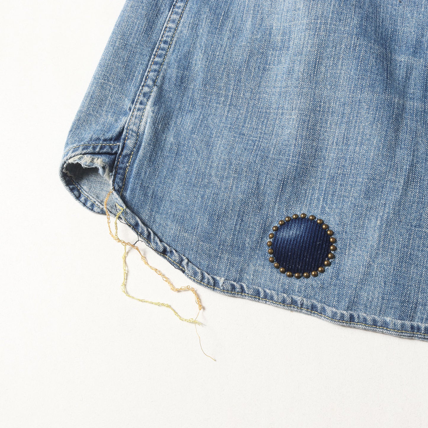 スタッズ パッチワーク デニム ウエスタシャツ