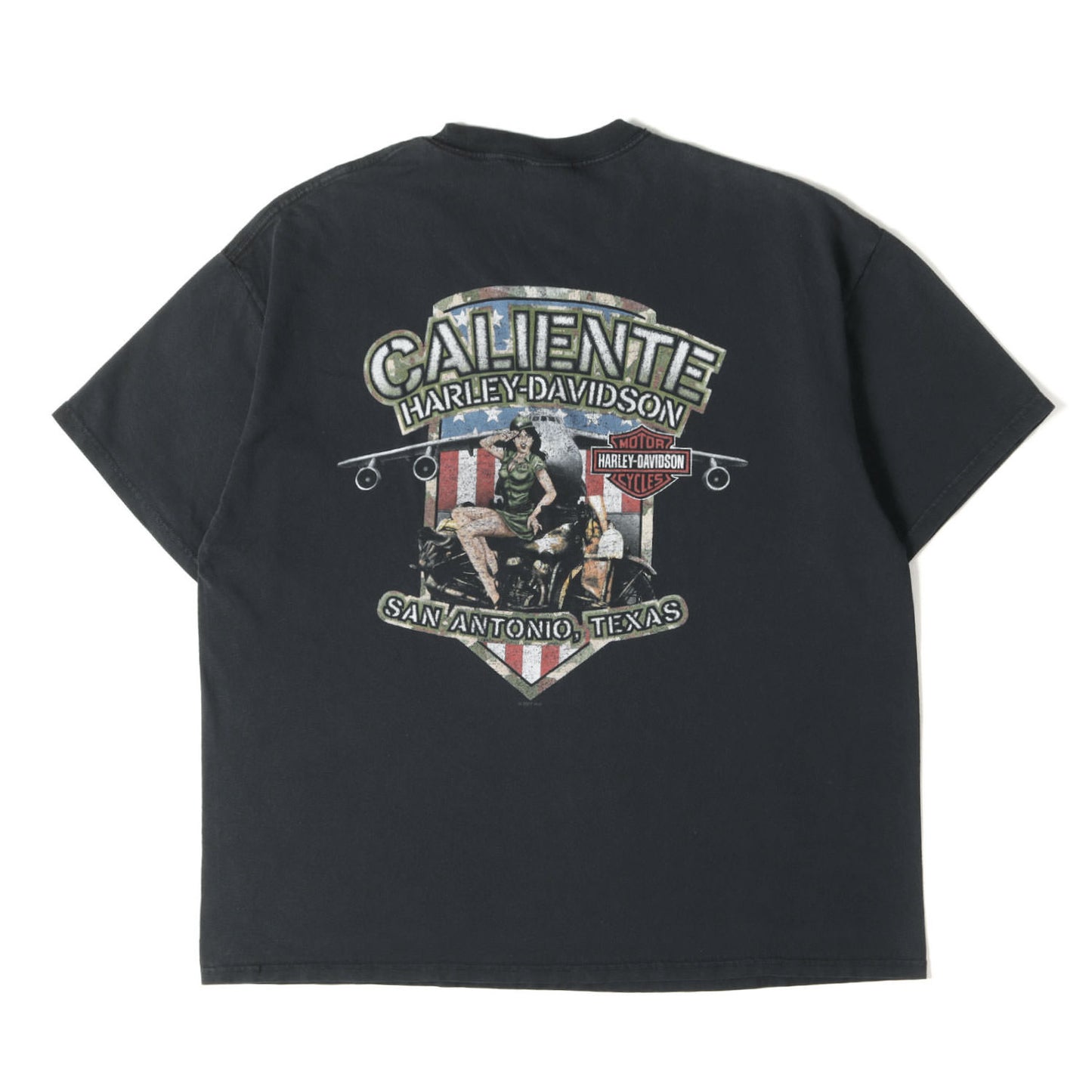 [GOODフェード] 00s ピンナップガール フレイム エンブレム ロゴ Tシャツ