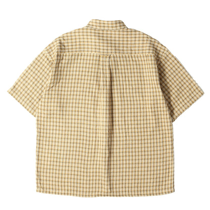 24SS スタンドカラー チェック 半袖シャツ(TETTY TEXTILE SS SHIRT)
