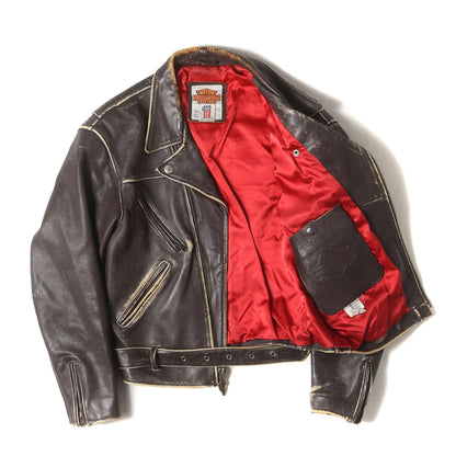 [雰囲気抜群] 90s エンボス イーグル カウレザー ダブル ライダースジャケット USA製