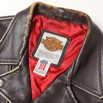 [雰囲気抜群] 90s エンボス イーグル カウレザー ダブル ライダースジャケット USA製
