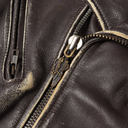 [雰囲気抜群] 90s エンボス イーグル カウレザー ダブル ライダースジャケット USA製