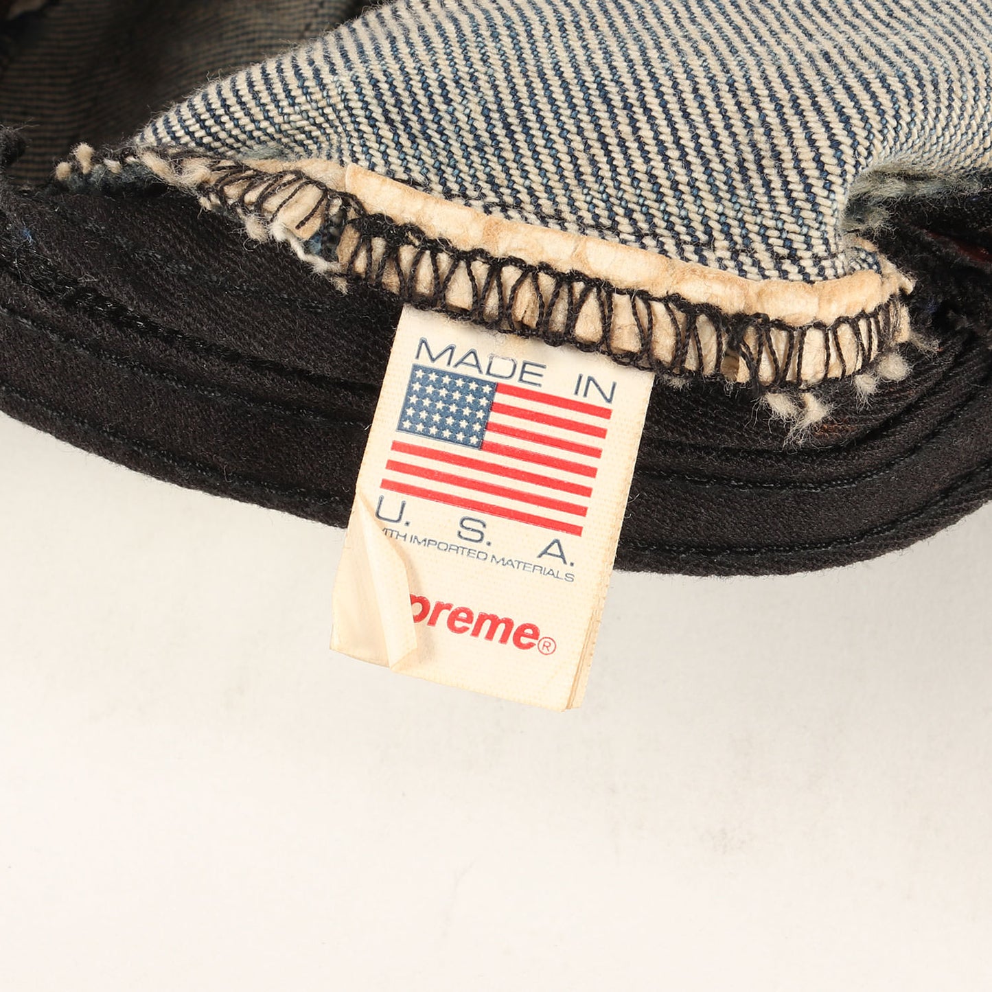 24SS ダーティー加工 デニム BOXロゴ キャンプキャップ(Washed Chino Twill Camp Cap)