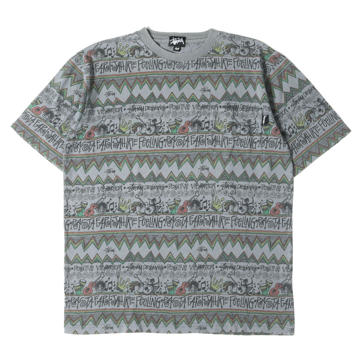 00s IRIE BAND 総柄プリント ポケット Tシャツ(USA製)