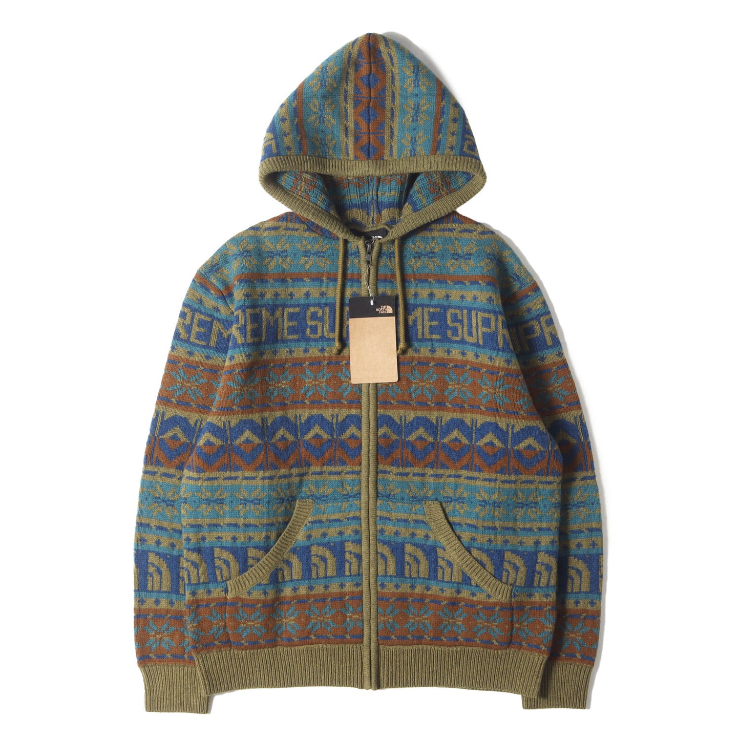 22AW ×THE NORTH FACE ノルディック柄 ジップ ウールニット セーター(Zip Up Hooded Sweater)