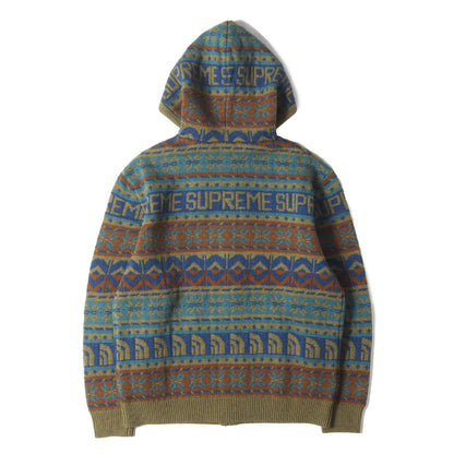 22AW ×THE NORTH FACE ノルディック柄 ジップ ウールニット セーター(Zip Up Hooded Sweater)
