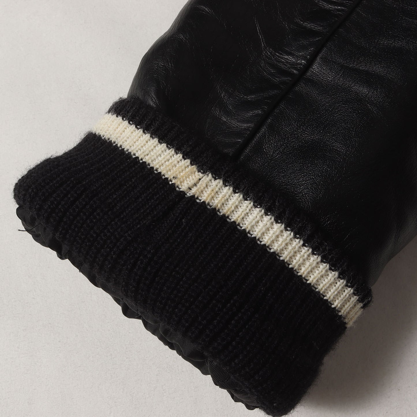 ×fragment design ストライプ 袖レザー ウール スタジャン