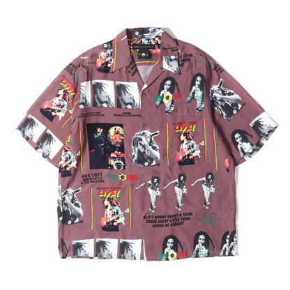 24SS ×BOB MARLEY フォト柄 レーヨン ハワイアンシャツ / アロハシャツ(HAWAIIAN SHIRT S/S)
