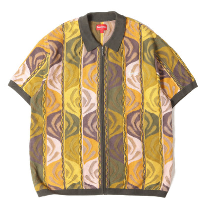 22SS アブストラクト総柄 ジップ ニット ポロシャツ(Abstract Textured Zip Up Polo)