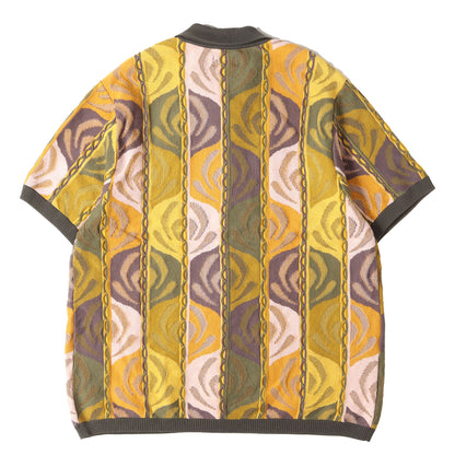 22SS アブストラクト総柄 ジップ ニット ポロシャツ(Abstract Textured Zip Up Polo)
