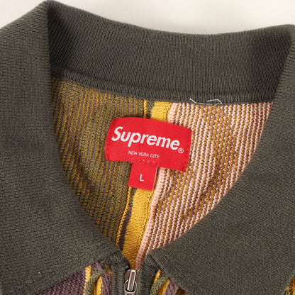22SS アブストラクト総柄 ジップ ニット ポロシャツ(Abstract Textured Zip Up Polo)
