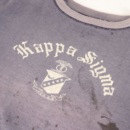 [ナス紺 小文字 ランタグ] 50s フラタニティ プリント スウェット (Kappa Siguma)