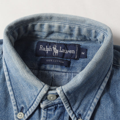 [雰囲気抜群] 90s 赤ポニー BD デニム ボタンシャツ