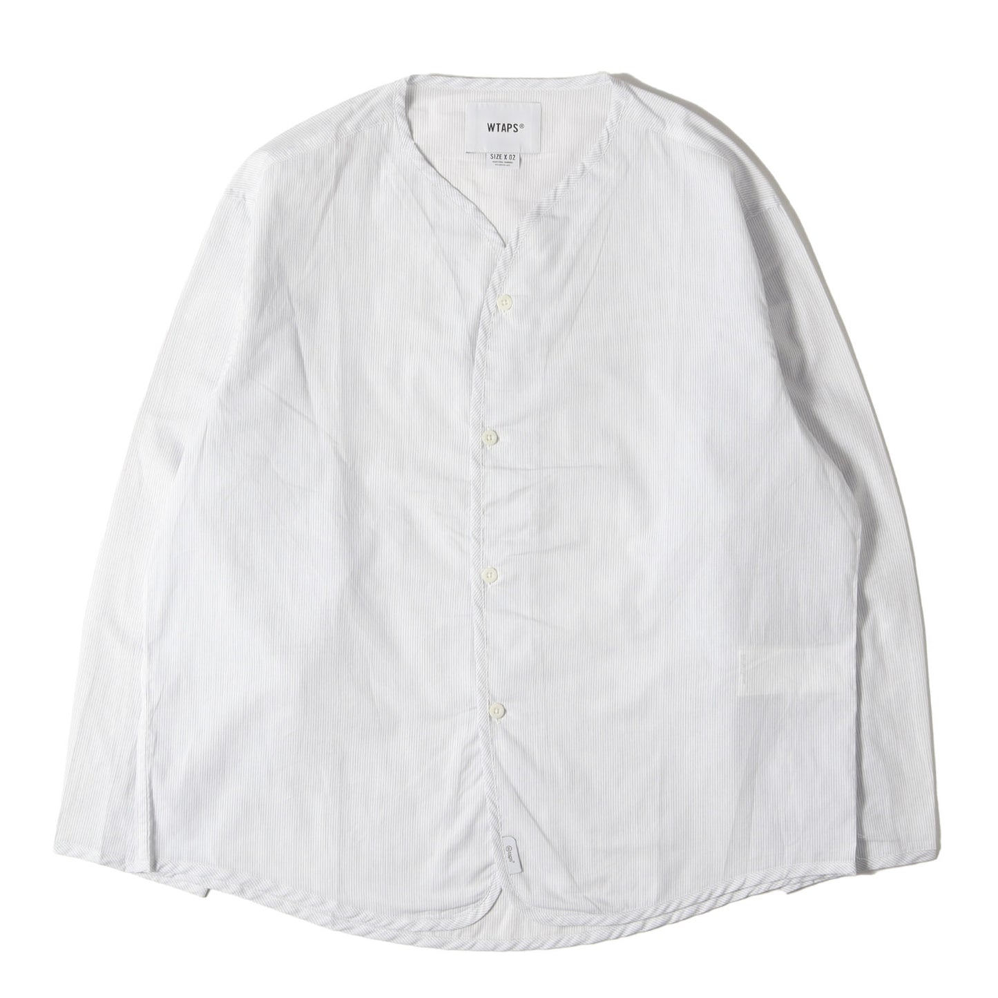25AW ピンストライプ ノーカラーシャツ(SCOUT 02 / LS / COTTON. BROADCLOTH. TEXTILE)