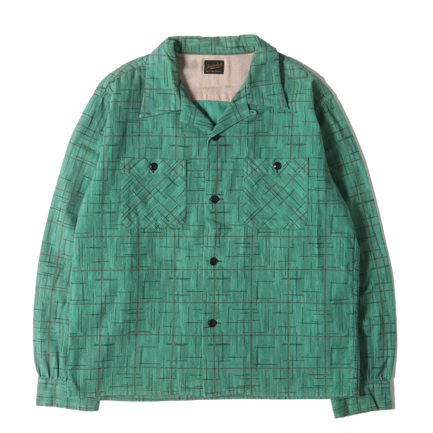 カスリプリントチェック オープンカラー フランネルシャツ(T-PRINT FLANNEL SHT)