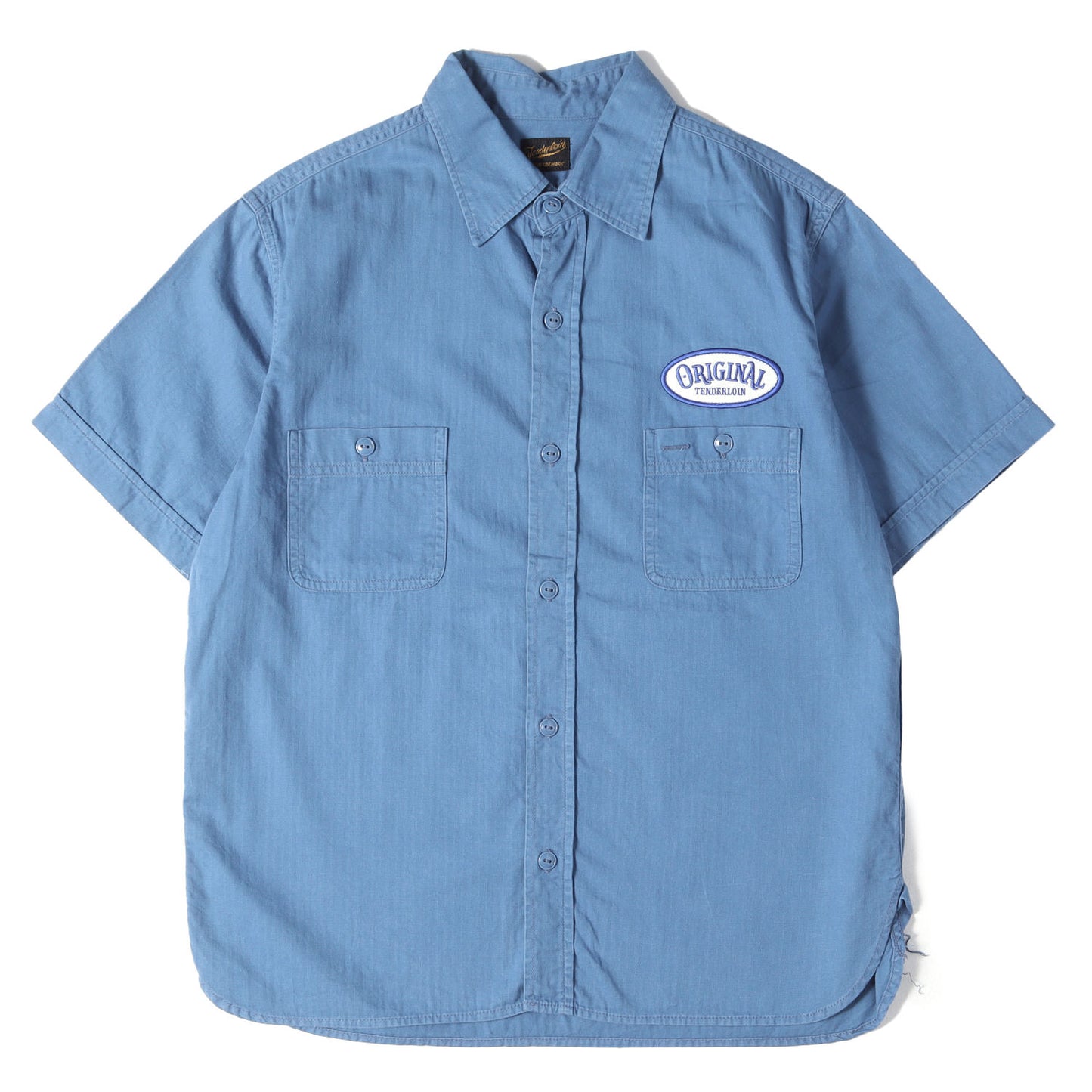 ワッペン付き ヘリンボーン ワーク 半袖シャツ(T-G. S SHT HB S/S)