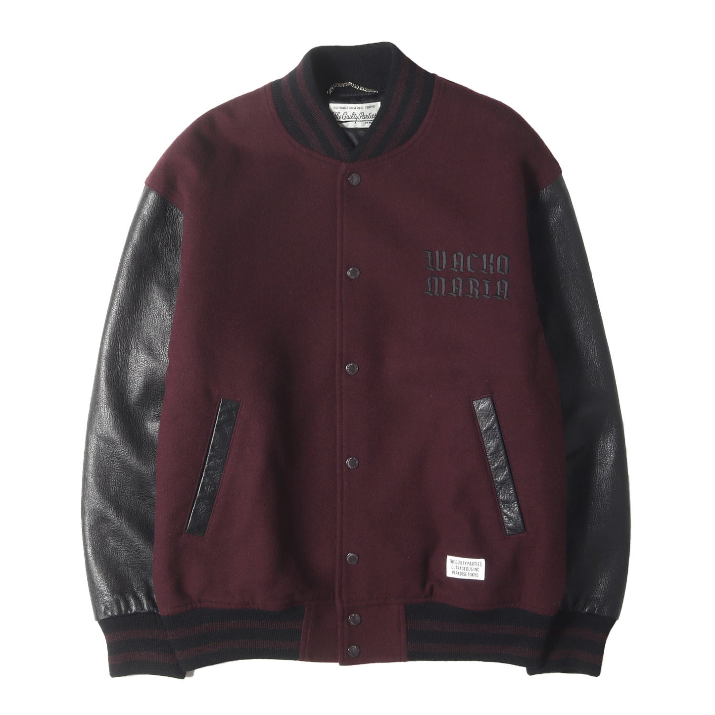 23SS 袖レザー メルトンウール スタジャン / バーシティ ジャケット(LEATHER VARSITY JACKET)
