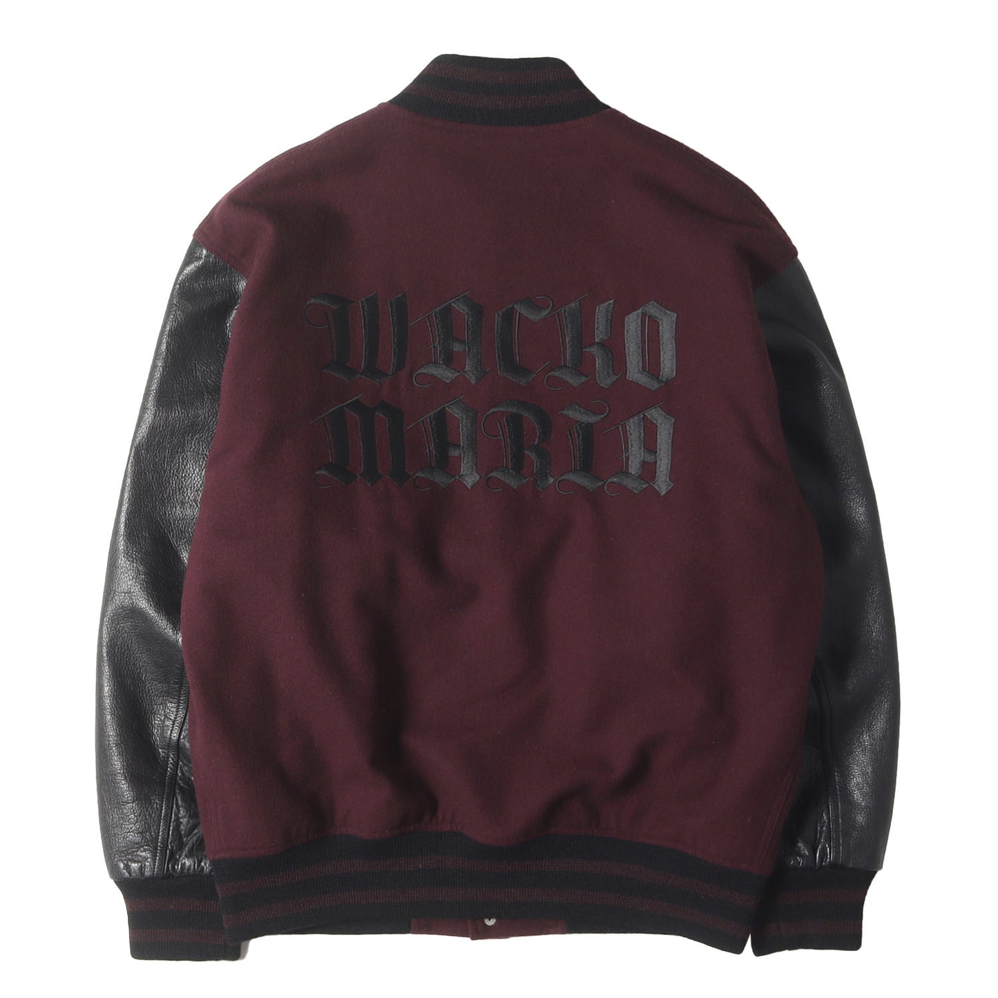 23SS 袖レザー メルトンウール スタジャン / バーシティ ジャケット(LEATHER VARSITY JACKET)