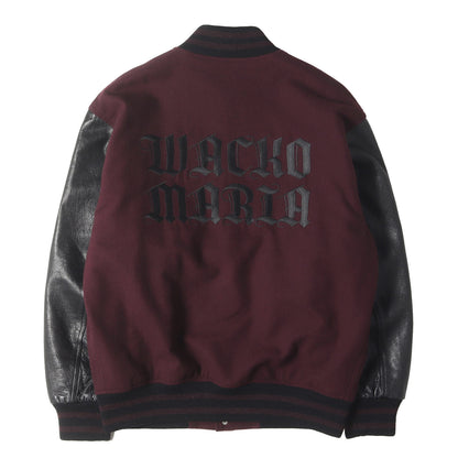 23SS 袖レザー メルトンウール スタジャン / バーシティ ジャケット(LEATHER VARSITY JACKET)