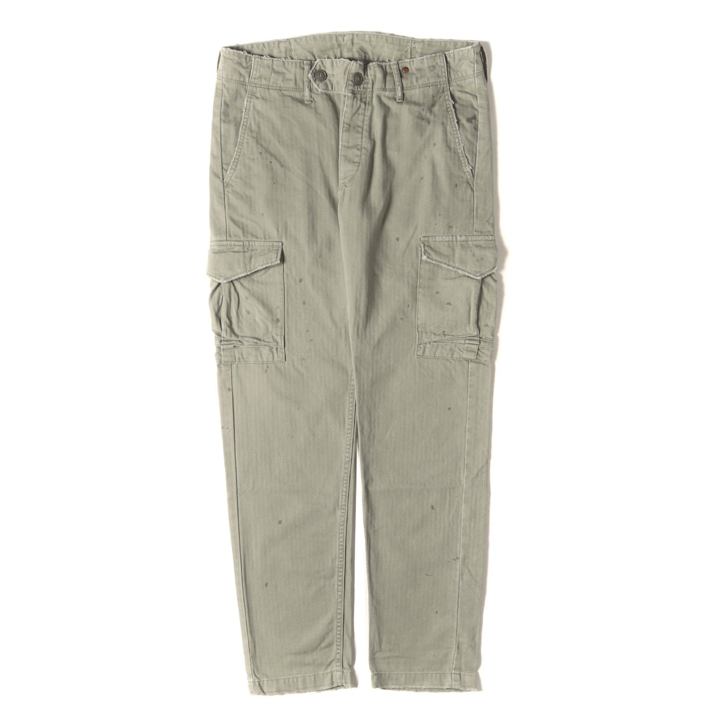 21AW ドリップ加工 ヘリンボーン スリム カーゴパンツ(HERRINGBONE TWILL CARGO TROUSER)