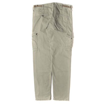 21AW ドリップ加工 ヘリンボーン スリム カーゴパンツ(HERRINGBONE TWILL CARGO TROUSER)