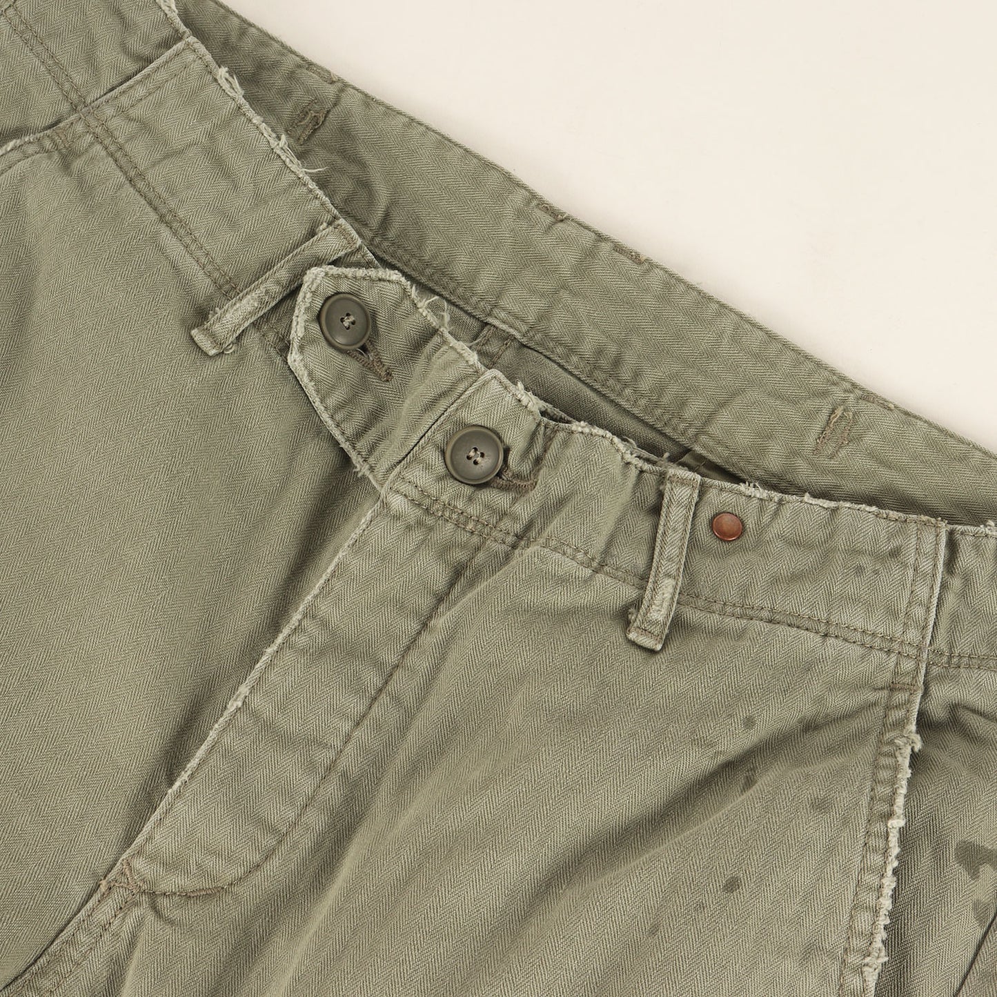 21AW ドリップ加工 ヘリンボーン スリム カーゴパンツ(HERRINGBONE TWILL CARGO TROUSER)
