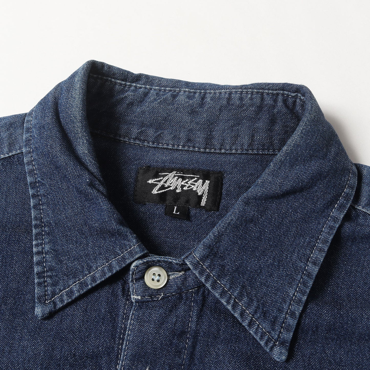 80s OLD STUSSY 黒タグ ワーク デニムシャツ(USA製)