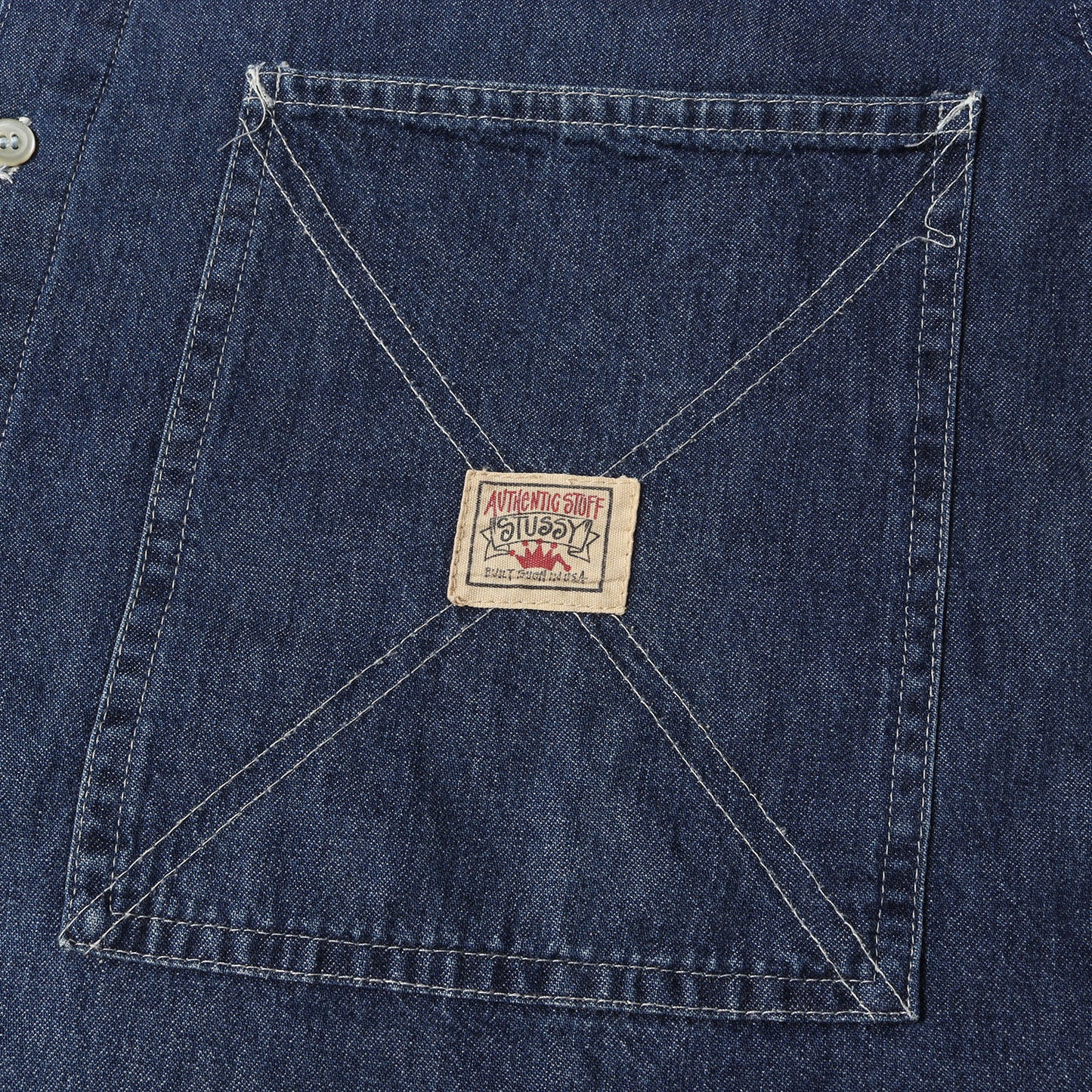 80s OLD STUSSY 黒タグ ワーク デニムシャツ(USA製)