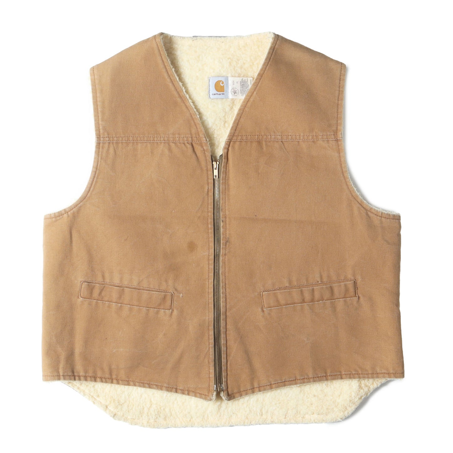 [USA製 星タグ] 80s 裏ボア ブラウンダック フルジップ ワークベスト
