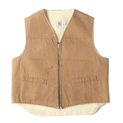 [USA製 星タグ] 80s 裏ボア ブラウンダック フルジップ ワークベスト