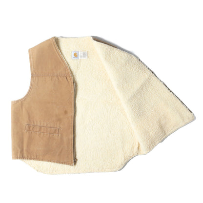 [USA製 星タグ] 80s 裏ボア ブラウンダック フルジップ ワークベスト