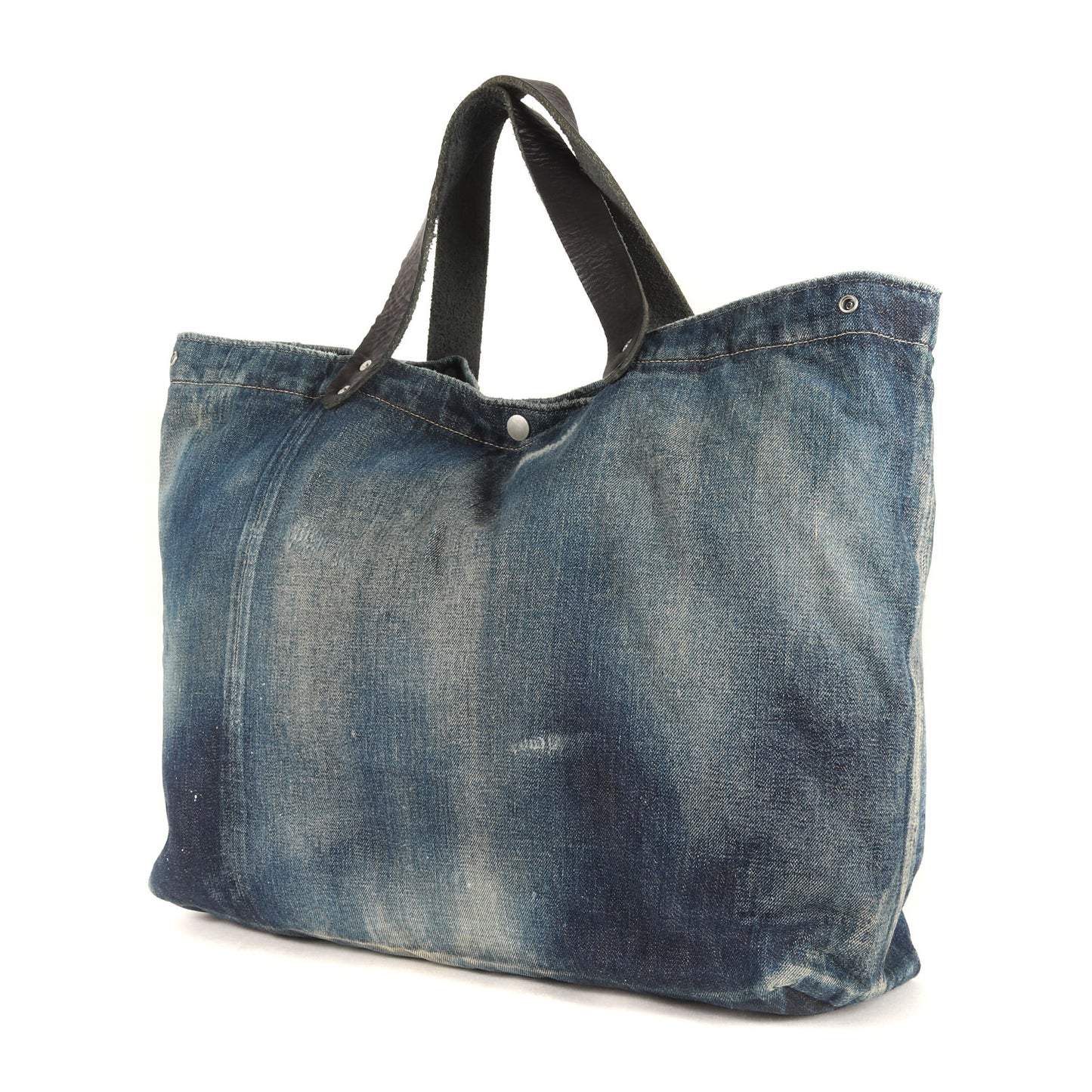 レザーハンドル ヴィンテージ加工 デニム トートバッグ